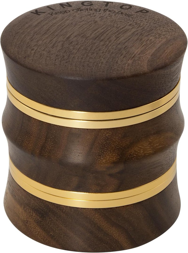 KINGTOP Grinder, Large 2.6" Walnut Wood & Aluminum Manual Grinder - Image 1